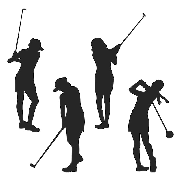 Free vector hand drawn golfer silhouettes