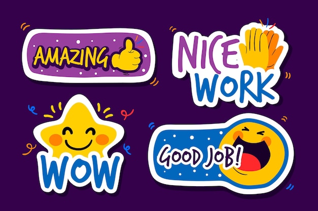 Free vector hand drawn good job stickers collection