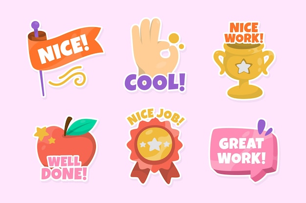 Hand drawn good job stickers pack