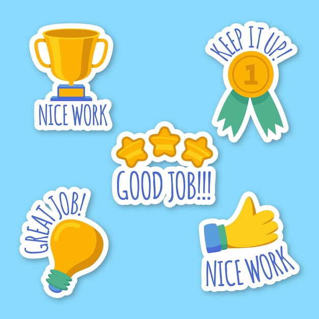 Free Vector hand drawn good job stickers pack