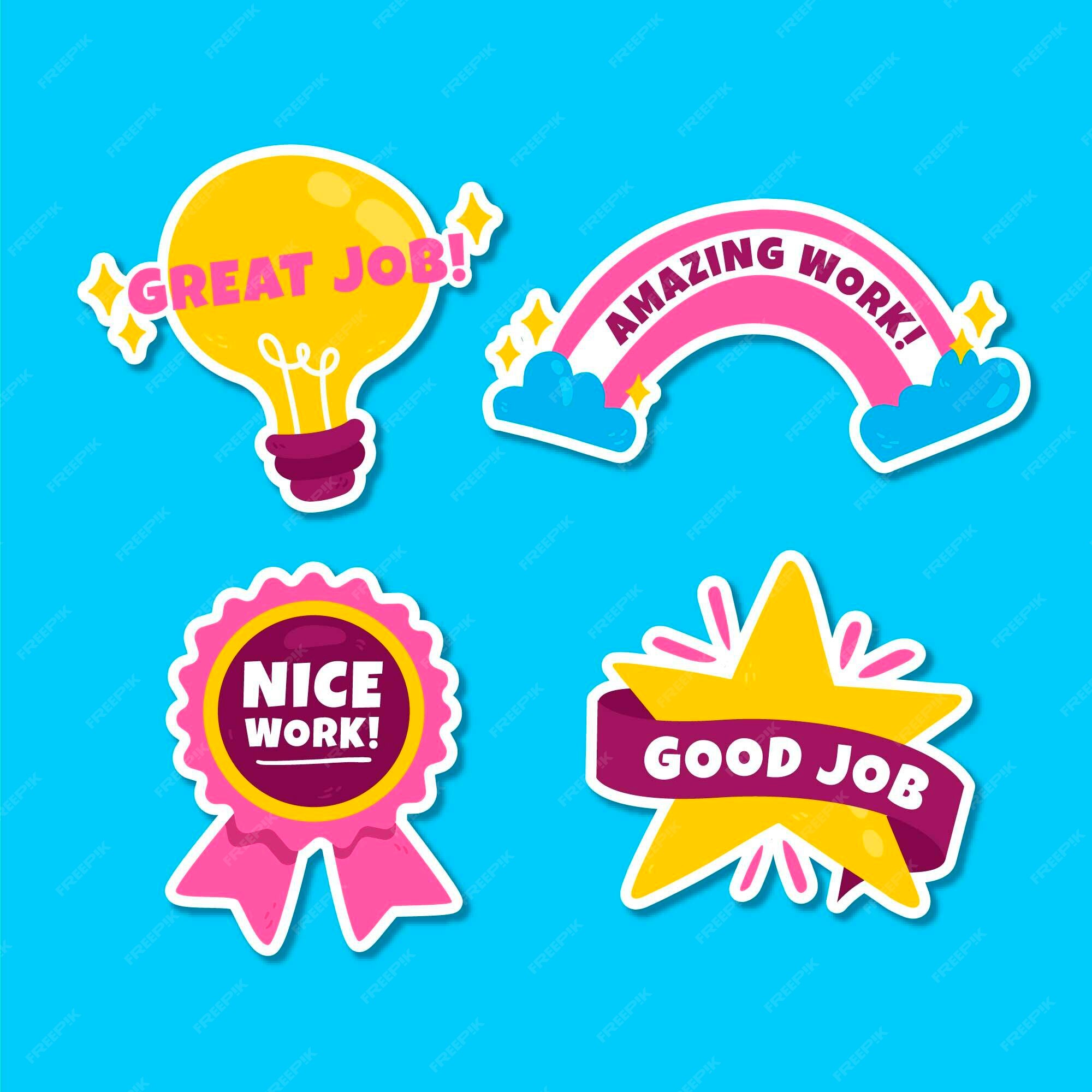 Free Vector  Hand drawn good job stickers pack