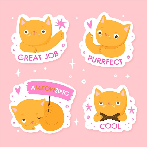 Hand drawn good job stickers set