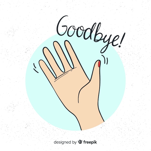 Hand drawn goodbye waving background