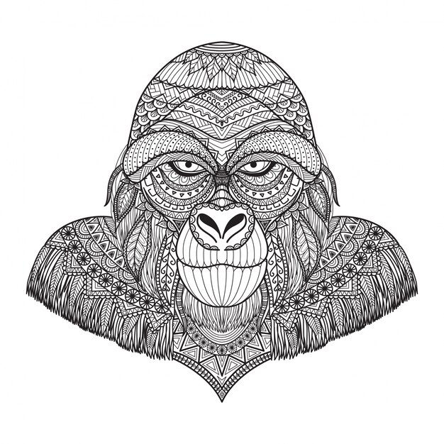 hand drawn gorilla background