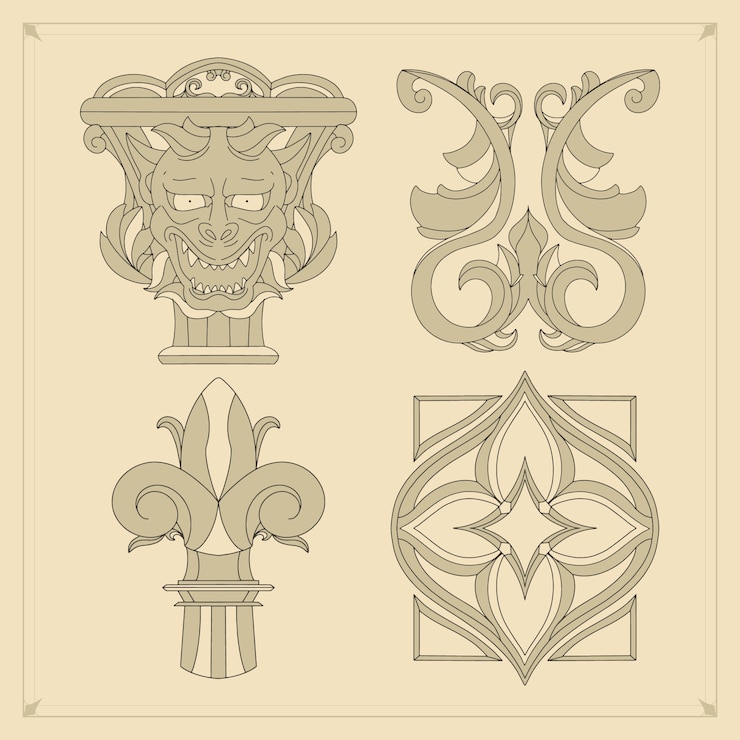 Free Vector hand drawn  gothic ornament set