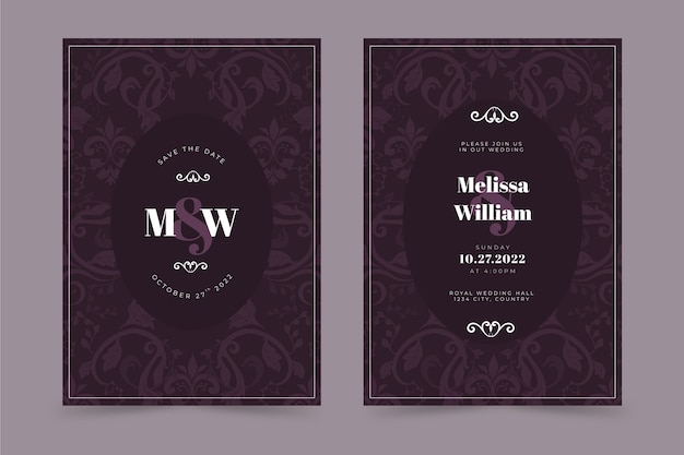 Hand drawn gothic wedding invitations