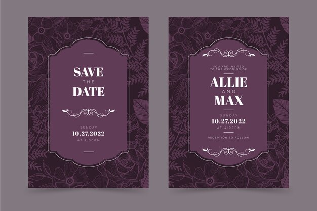 Hand drawn gothic wedding invitations