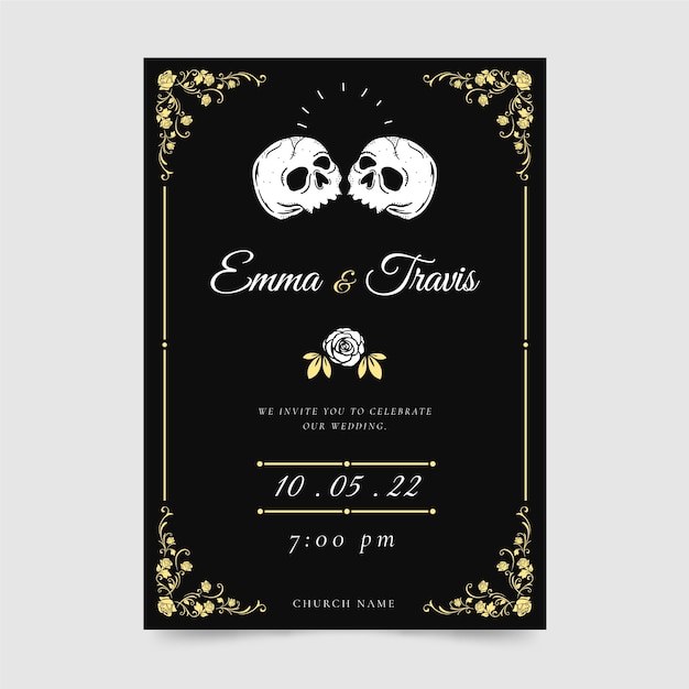 hand drawn gothic wedding invitations