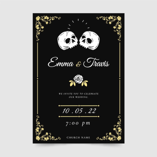 Free vector hand drawn gothic wedding invitations