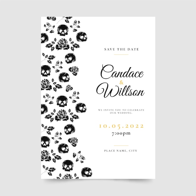 Free vector hand drawn gothic wedding invitations