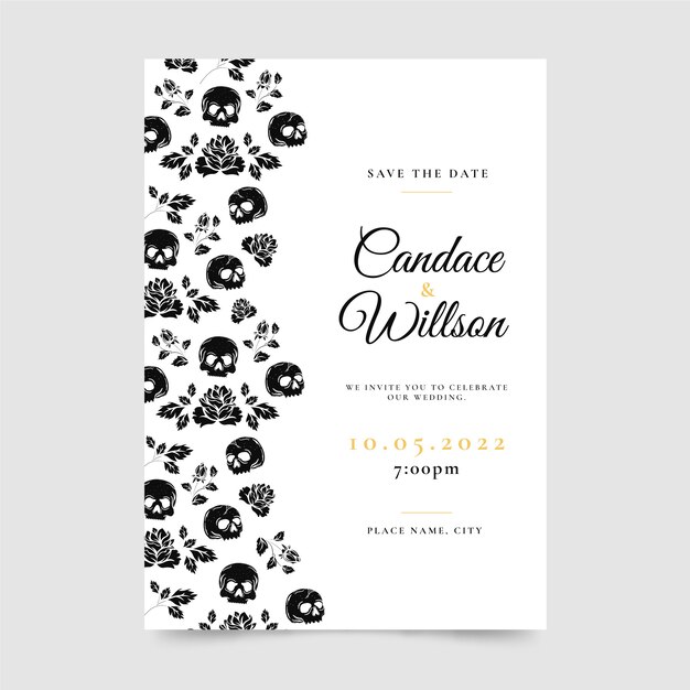 Hand drawn gothic wedding invitations