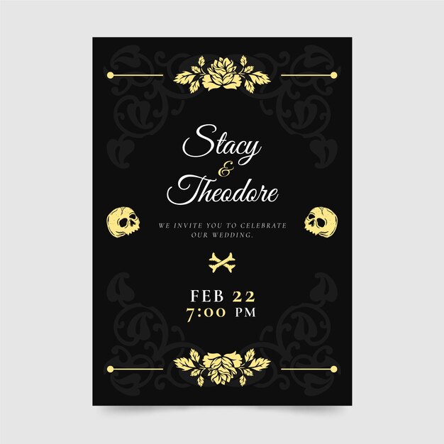 Hand drawn gothic wedding invitations