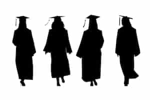 Free vector hand drawn graduation  silhouette illustration