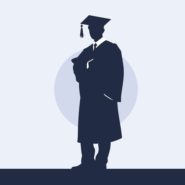 Free vector hand drawn graduation  silhouette illustration