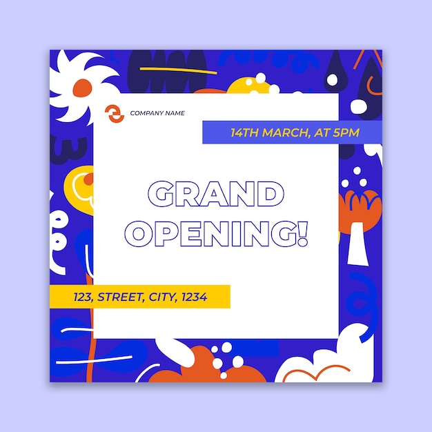 Free vector hand-drawn grand opening ad facebook post