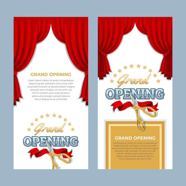 Free vector hand drawn grand opening vertical banner