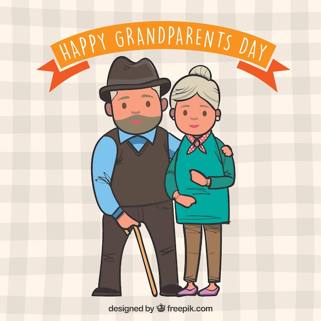 Free vector hand drawn grandparent couple background