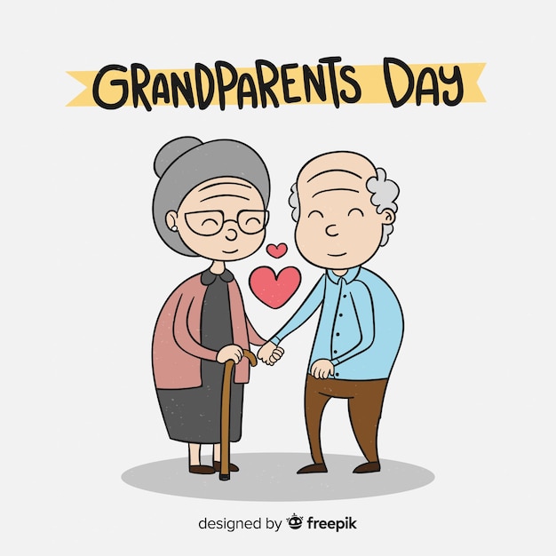 Hand drawn grandparent's day composition