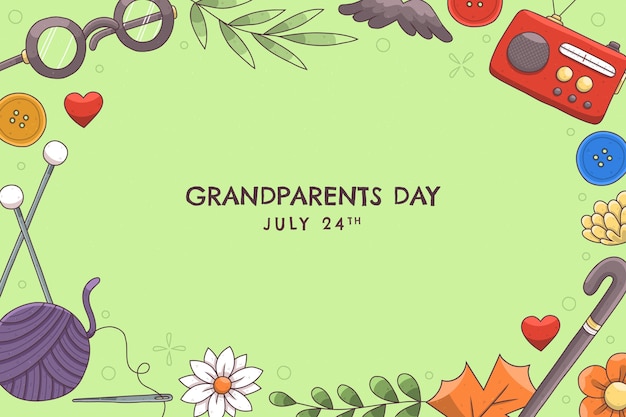 Ручной обращается день бабушек и дедушек фон с элементами