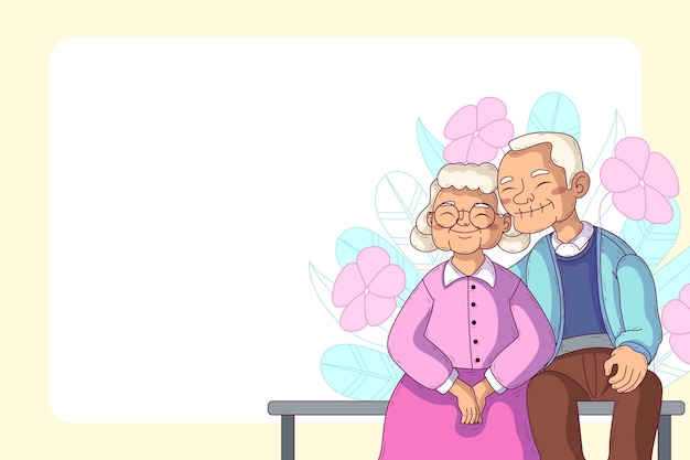 Hand drawn grandparents day background with older couple