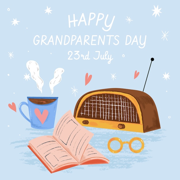 Бесплатное векторное изображение Нарисованная рукой иллюстрация дня бабушки и дедушки