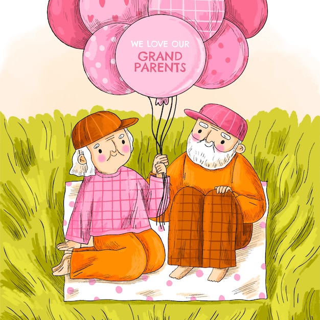 Free vector hand drawn grandparents day illustration