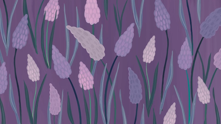 Free Vector hand drawn grape hyacinth patterned background
