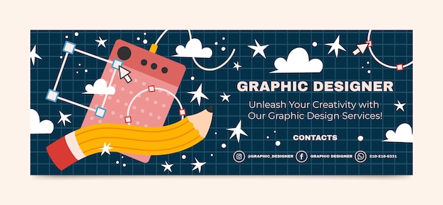 Free vector hand drawn graphic designer    facebook cover