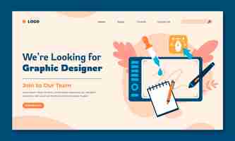 Free vector hand drawn graphic designer   landing page