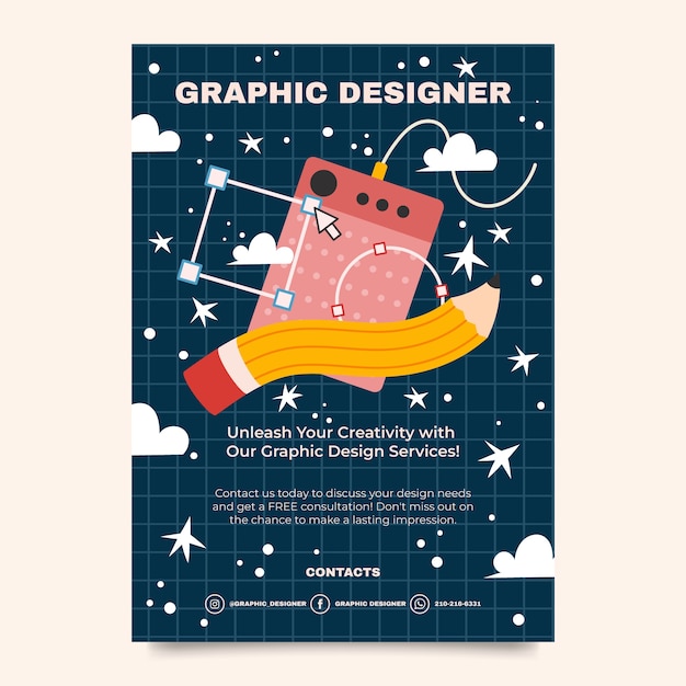 Плакат графического дизайнера ручной работы
