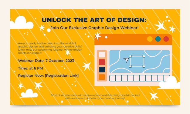 Vettore gratuito webinar per designer grafici disegnati a mano