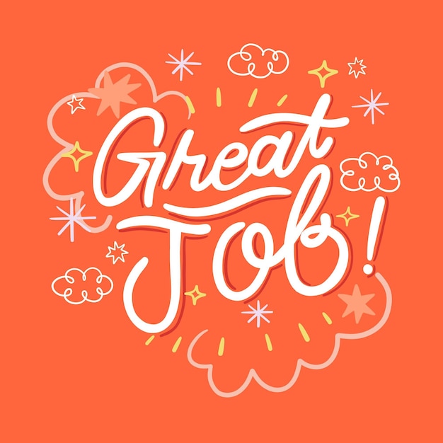 Free vector hand drawn great job lettering