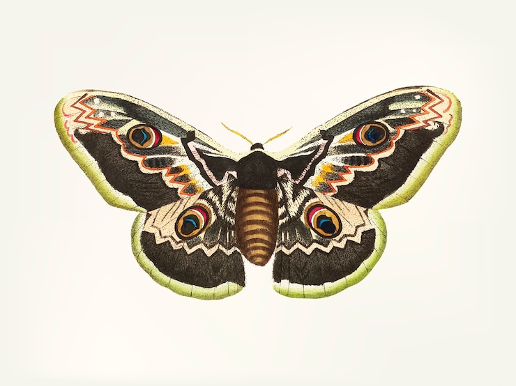 Free Vector hand drawn great peacock moth