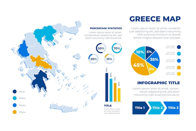 Mappa disegnata a mano della grecia infografica