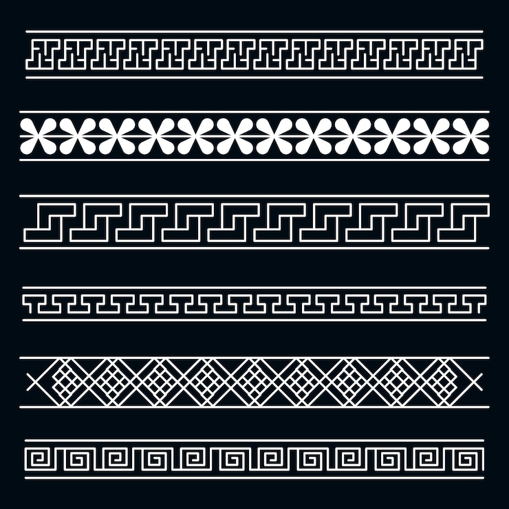 Free Vector hand drawn greek border set