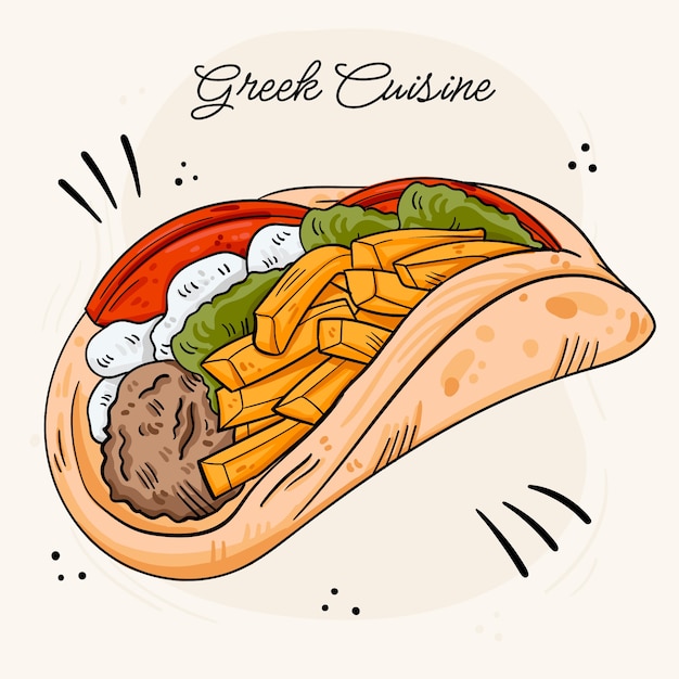 Hand drawn greek cuisine illustration