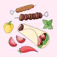 Free vector hand drawn greek cuisine illustration