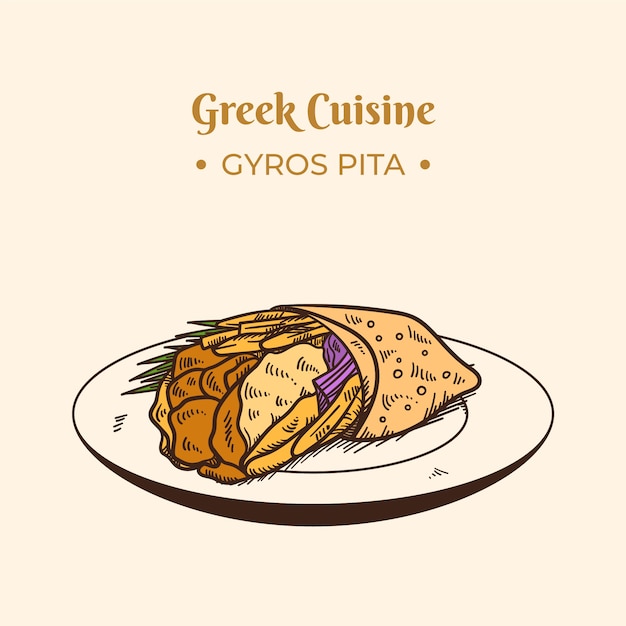 Hand drawn greek cuisine illustration