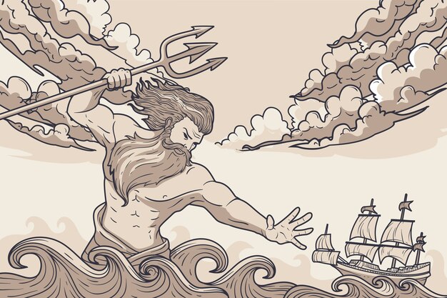 Hand drawn greek mythology illustration