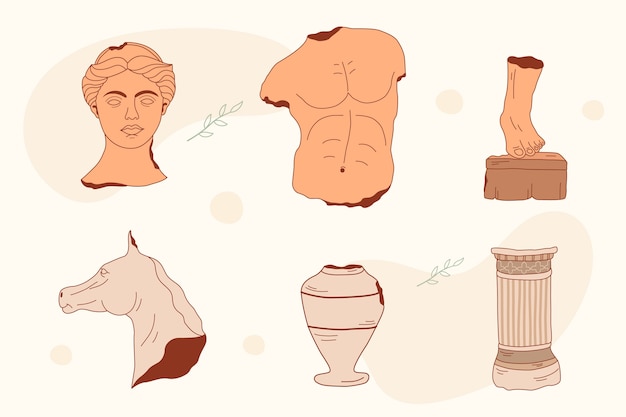 Hand drawn greek statue collection