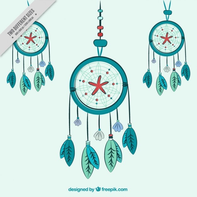 Disegnata a mano dreamcatchers sfondo verde