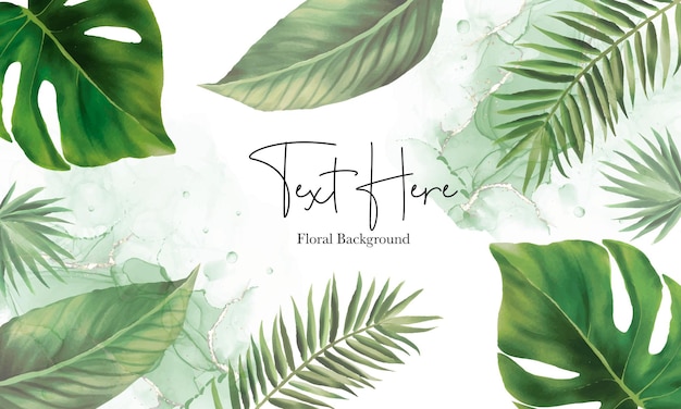 Hand drawn green leaves background design