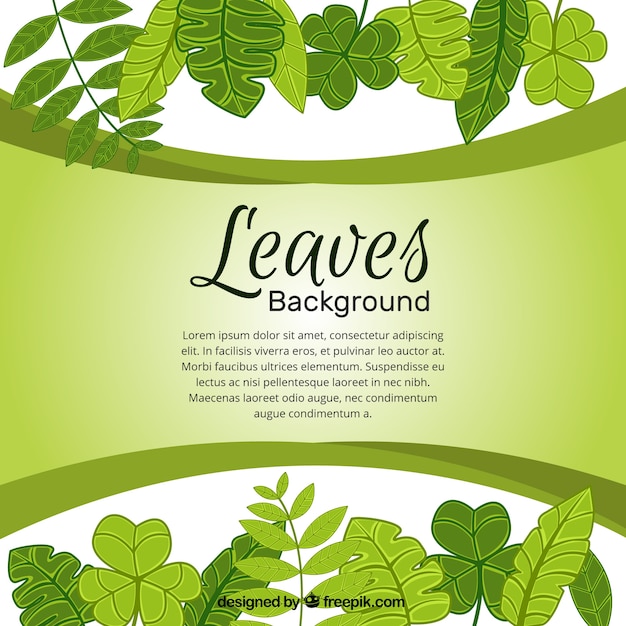 Hand drawn green leaves background of nature