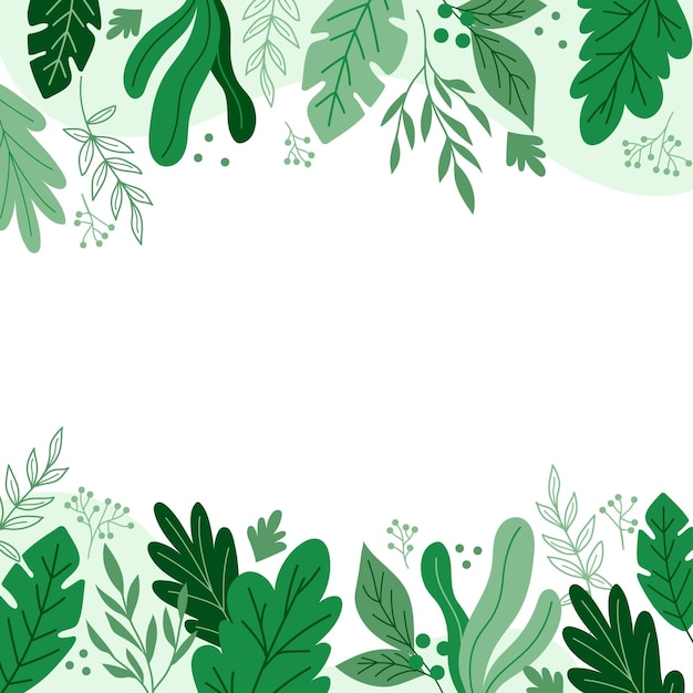 Hand drawn green leaves background