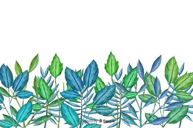 Hand drawn green leaves line