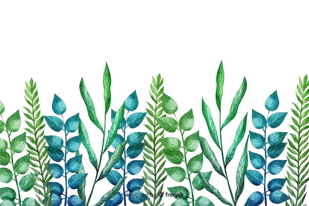 Free vector hand drawn green leaves line