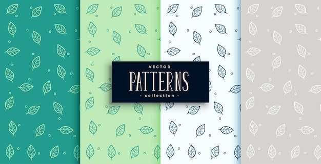 Free vector hand drawn green leaves pattern set