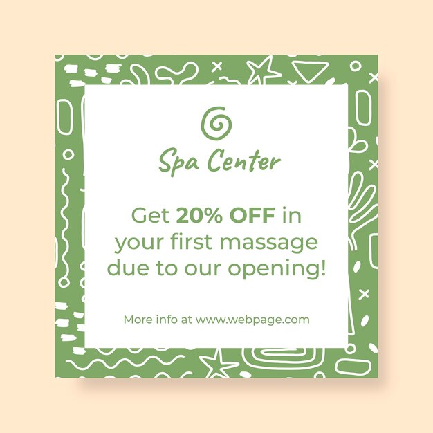 Hand drawn green spa instagram post