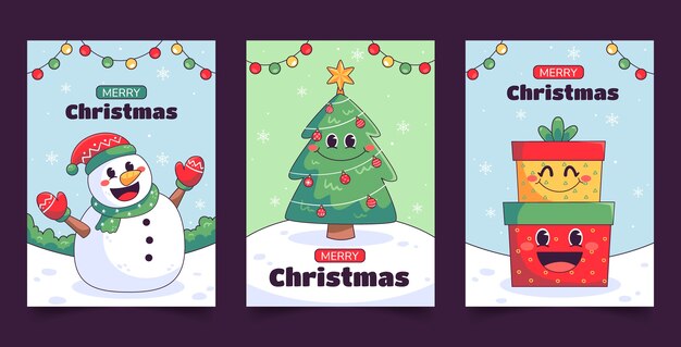 Hand drawn greeting cards collection for christmas season