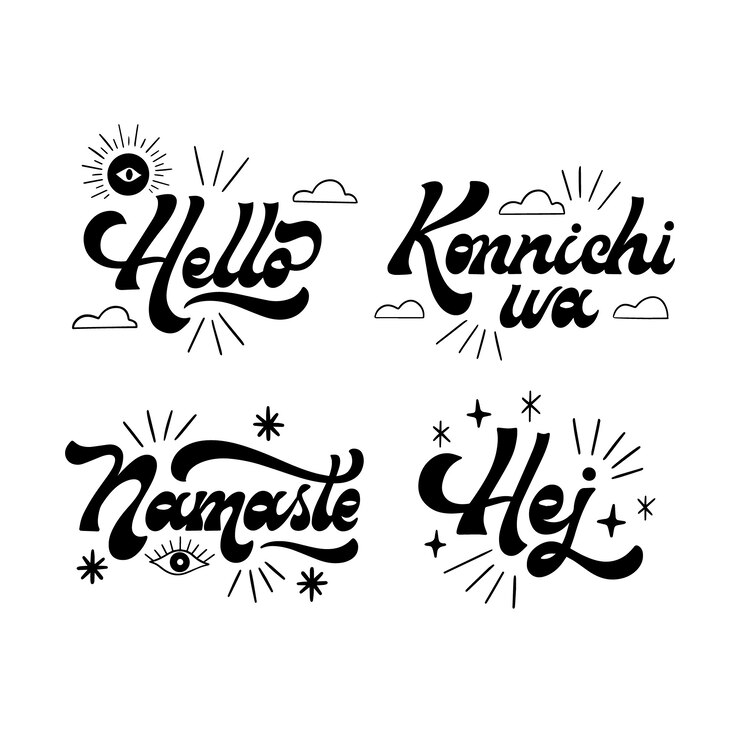Free Vector hand drawn greeting lettering set